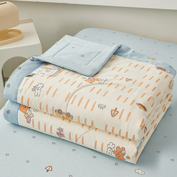 91家纺网 家纺一手货源 找家纺 尊妙被业 2026新款小清新花卉里外全棉纯棉棉花被夏被夏凉被空调被 熊仔小汽车