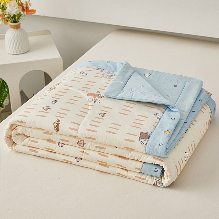 91家纺网 家纺一手货源 找家纺 尊妙被业 2026新款小清新花卉里外全棉纯棉棉花被夏被夏凉被空调被 熊仔小汽车