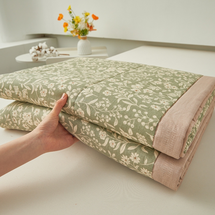 91家纺网 家纺一手货源 找家纺 尊妙被业 2026新款小清新花卉里外全棉纯棉棉花被夏被夏凉被空调被 秧思