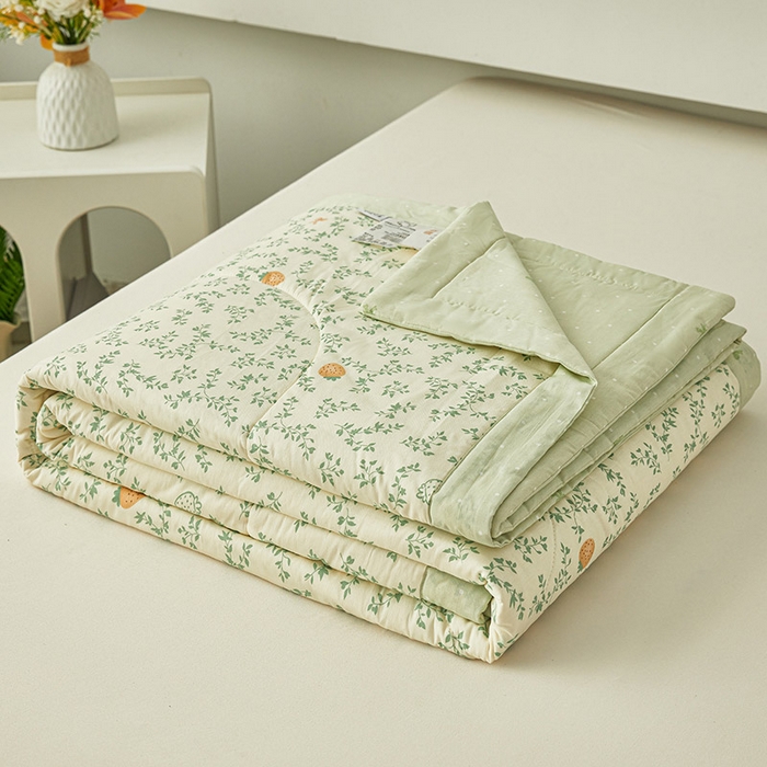 91家纺网 家纺一手货源 找家纺 尊妙被业 2026新款小清新花卉里外全棉纯棉棉花被夏被夏凉被空调被 野莓绿叶