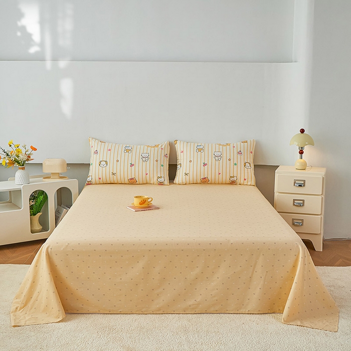 91家纺网 家纺一手货源 找家纺 尊妙被业 2026新款小清新花卉里外全棉纯棉棉花被夏被夏凉被空调被 愉快小猫一黄