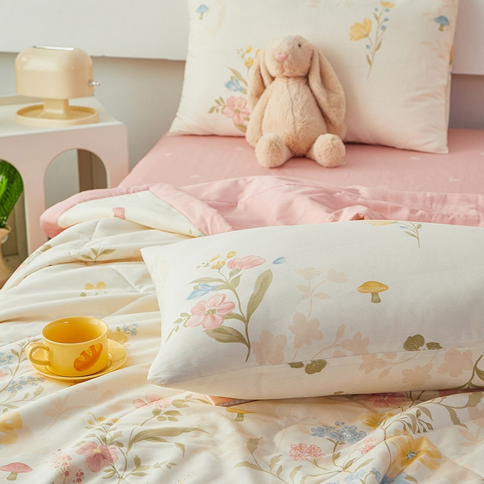 91家纺网 家纺一手货源 找家纺 尊妙被业 2026新款小清新花卉里外全棉纯棉棉花被夏被夏凉被空调被 玉堂春