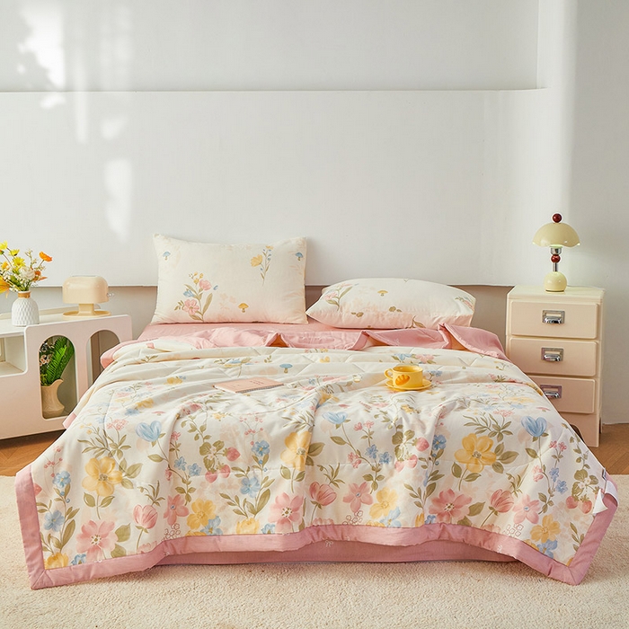 91家纺网 家纺一手货源 找家纺 尊妙被业 2026新款小清新花卉里外全棉纯棉棉花被夏被夏凉被空调被 玉堂春