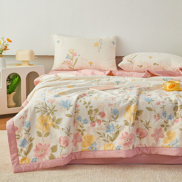 91家纺网 家纺一手货源 找家纺 尊妙被业 2026新款小清新花卉里外全棉纯棉棉花被夏被夏凉被空调被 玉堂春