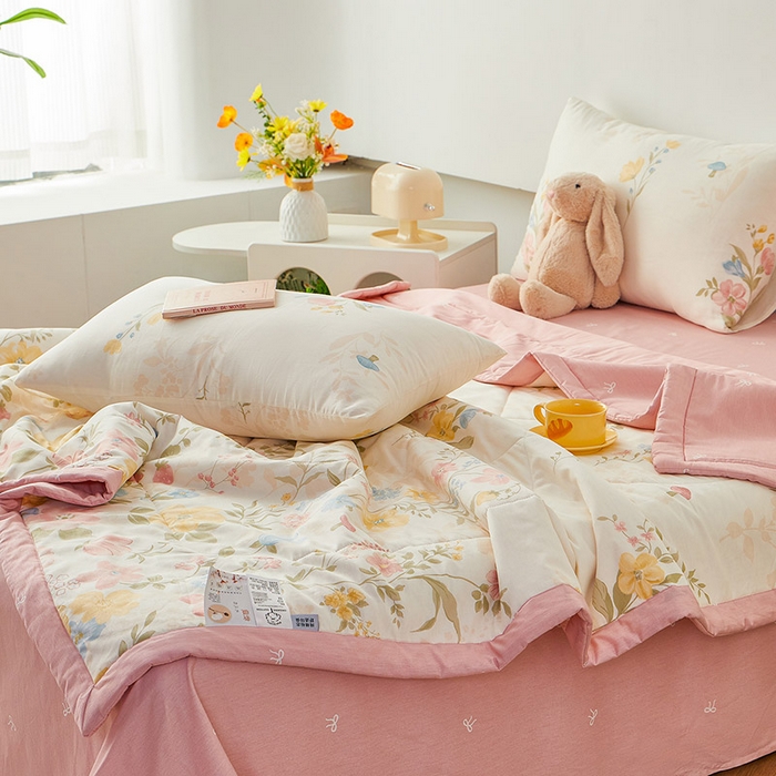 91家纺网 家纺一手货源 找家纺 尊妙被业 2026新款小清新花卉里外全棉纯棉棉花被夏被夏凉被空调被 玉堂春