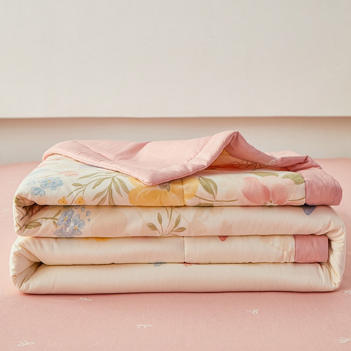 91家纺网 家纺一手货源 找家纺 尊妙被业 2026新款小清新花卉里外全棉纯棉棉花被夏被夏凉被空调被 玉堂春