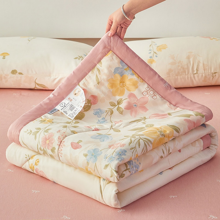 91家纺网 家纺一手货源 找家纺 尊妙被业 2026新款小清新花卉里外全棉纯棉棉花被夏被夏凉被空调被 玉堂春