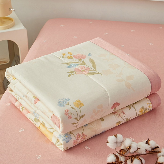 91家纺网 家纺一手货源 找家纺 尊妙被业 2026新款小清新花卉里外全棉纯棉棉花被夏被夏凉被空调被 玉堂春