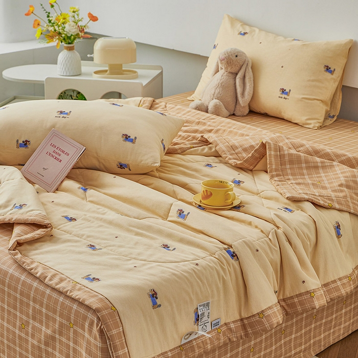 91家纺网 家纺一手货源 找家纺 尊妙被业 2026新款小清新花卉里外全棉纯棉棉花被夏被夏凉被空调被 运动小狗