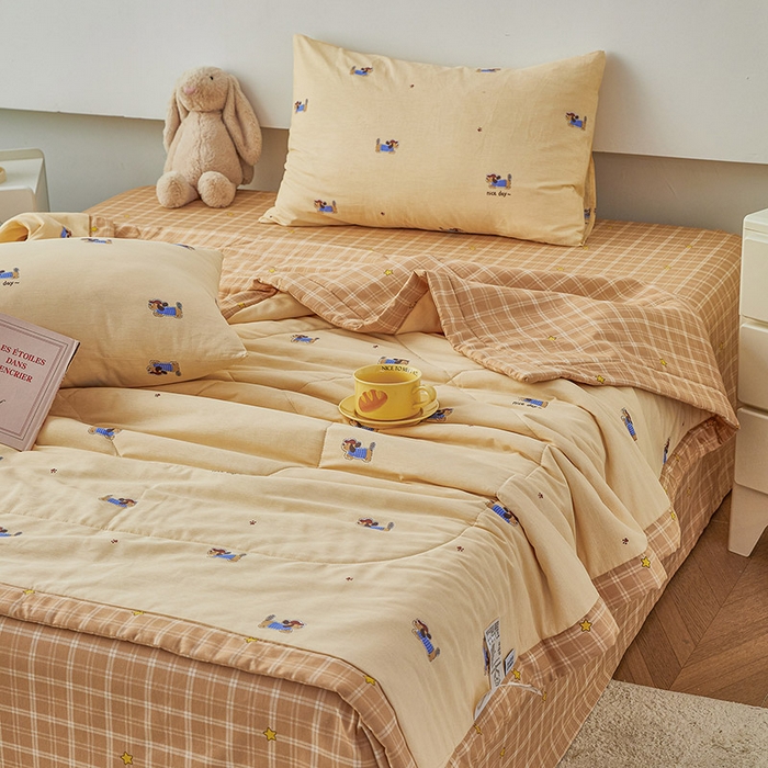 91家纺网 家纺一手货源 找家纺 尊妙被业 2026新款小清新花卉里外全棉纯棉棉花被夏被夏凉被空调被 运动小狗