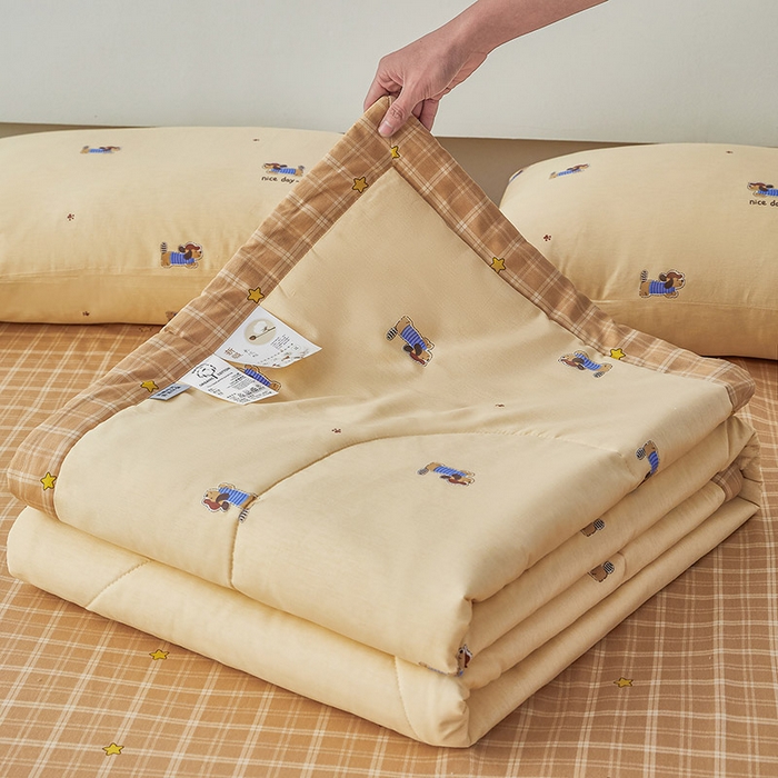 91家纺网 家纺一手货源 找家纺 尊妙被业 2026新款小清新花卉里外全棉纯棉棉花被夏被夏凉被空调被 运动小狗