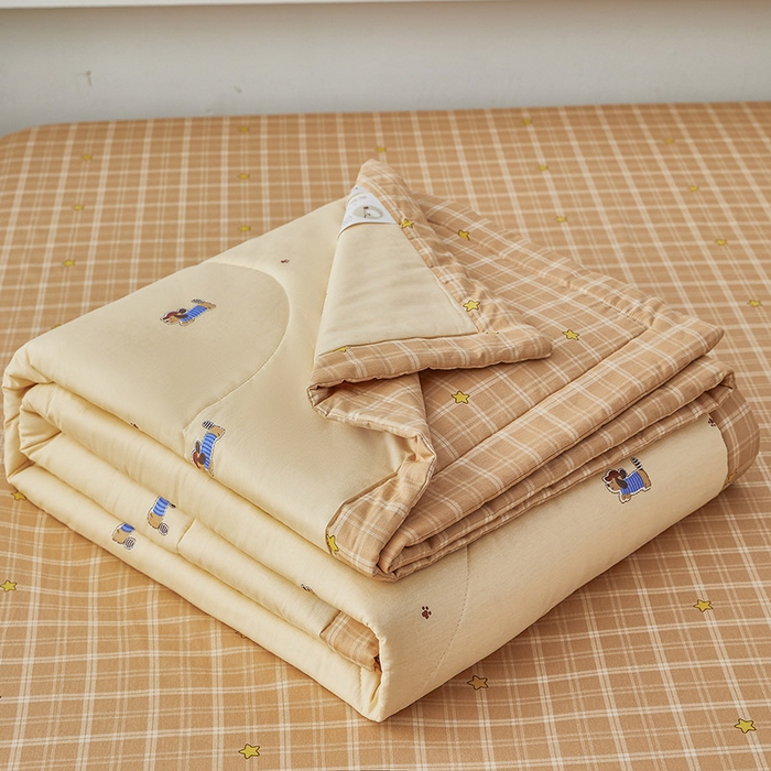 91家纺网 家纺一手货源 找家纺 尊妙被业 2026新款小清新花卉里外全棉纯棉棉花被夏被夏凉被空调被 运动小狗