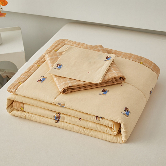 91家纺网 家纺一手货源 找家纺 尊妙被业 2026新款小清新花卉里外全棉纯棉棉花被夏被夏凉被空调被 运动小狗