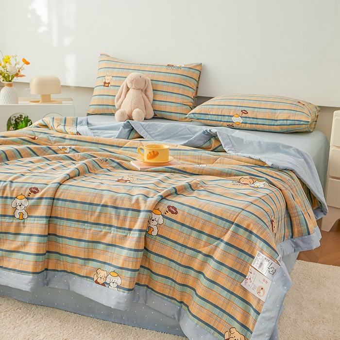 91家纺网 家纺一手货源 找家纺 尊妙被业 2026新款小清新花卉里外全棉纯棉棉花被夏被夏凉被空调被 自拍小狗