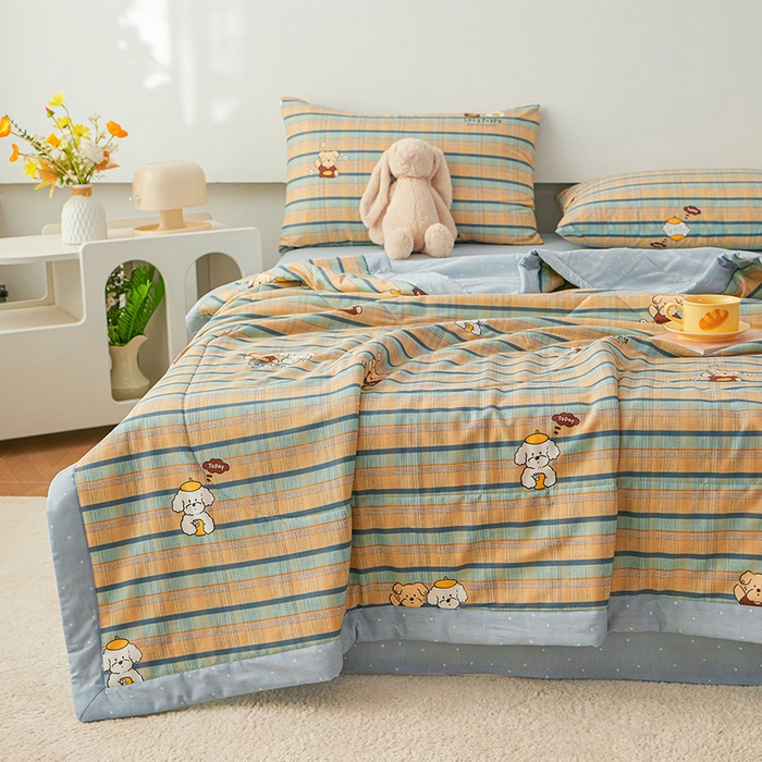 91家纺网 家纺一手货源 找家纺 尊妙被业 2026新款小清新花卉里外全棉纯棉棉花被夏被夏凉被空调被 自拍小狗