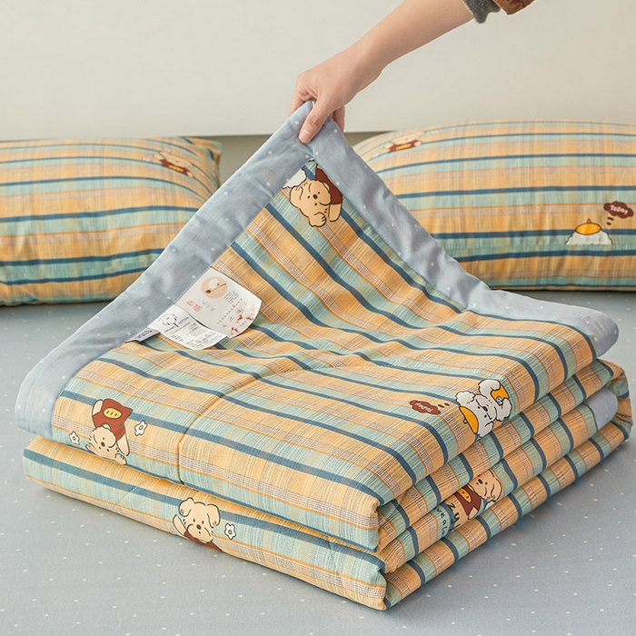 91家纺网 家纺一手货源 找家纺 尊妙被业 2026新款小清新花卉里外全棉纯棉棉花被夏被夏凉被空调被 自拍小狗