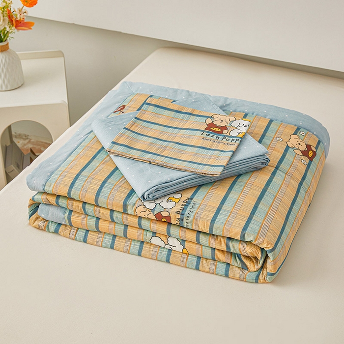 91家纺网 家纺一手货源 找家纺 尊妙被业 2026新款小清新花卉里外全棉纯棉棉花被夏被夏凉被空调被 自拍小狗