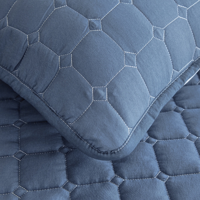 91家纺网 家纺一手货源 找家纺 宇淳国际 2026新款纯色面包格防滑床垫 深蓝