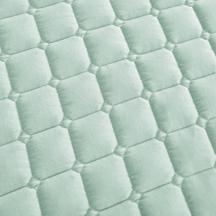 91家纺网 家纺一手货源 找家纺 宇淳国际 2026新款纯色面包格防滑床垫 水绿