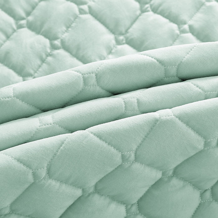 91家纺网 家纺一手货源 找家纺 宇淳国际 2026新款纯色面包格防滑床垫 水绿