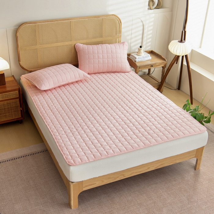 91家纺网 家纺一手货源 找家纺 宇淳国际 2026新款纯色面包格防滑床垫 玉色