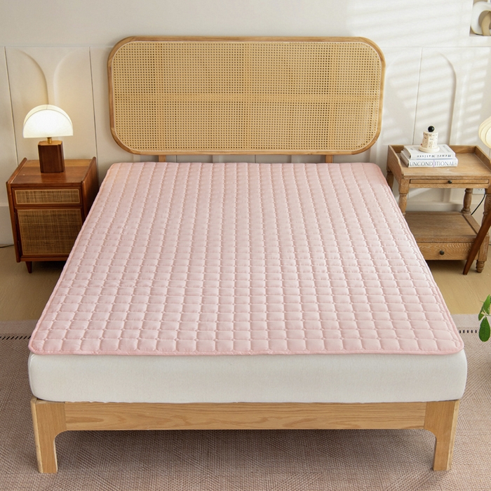 91家纺网 家纺一手货源 找家纺 宇淳国际 2026新款纯色面包格防滑床垫 玉色