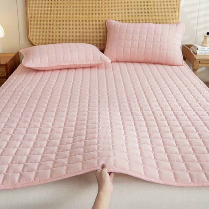 91家纺网 家纺一手货源 找家纺 宇淳国际 2026新款纯色面包格防滑床垫 玉色