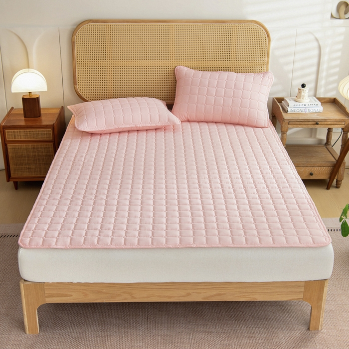 91家纺网 家纺一手货源 找家纺 宇淳国际 2026新款纯色面包格防滑床垫 玉色