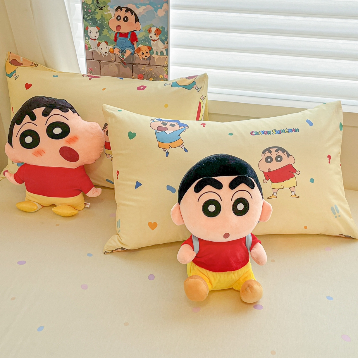 91家纺网 家纺一手货源 找家纺 暮思家居 2026新款正版授权蜡笔小新全棉纯棉四件套系列 萌萌小新