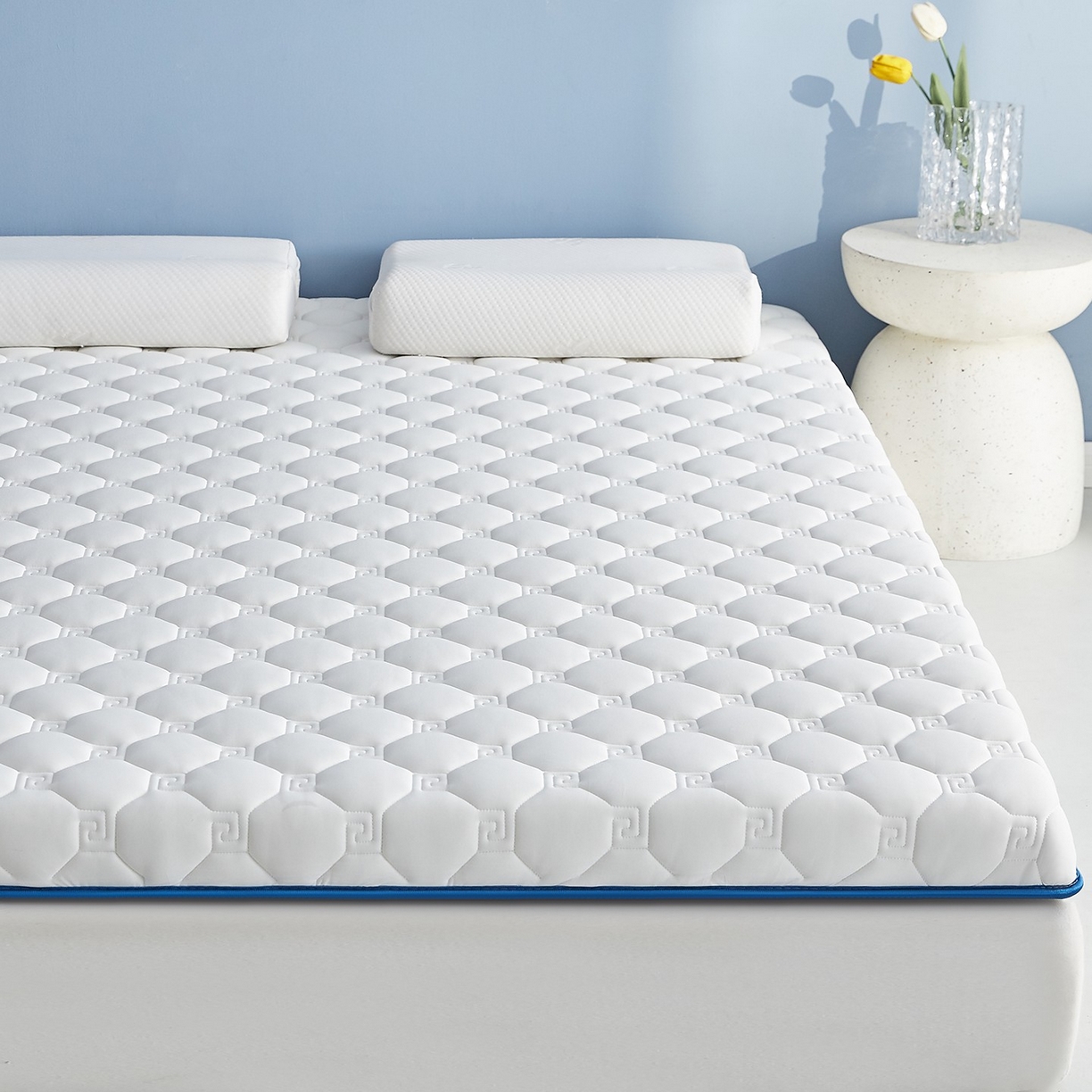 91家纺网 家纺一手货源 找家纺 （总）月茶家纺 2026新款大豆纤维单边回字格床垫