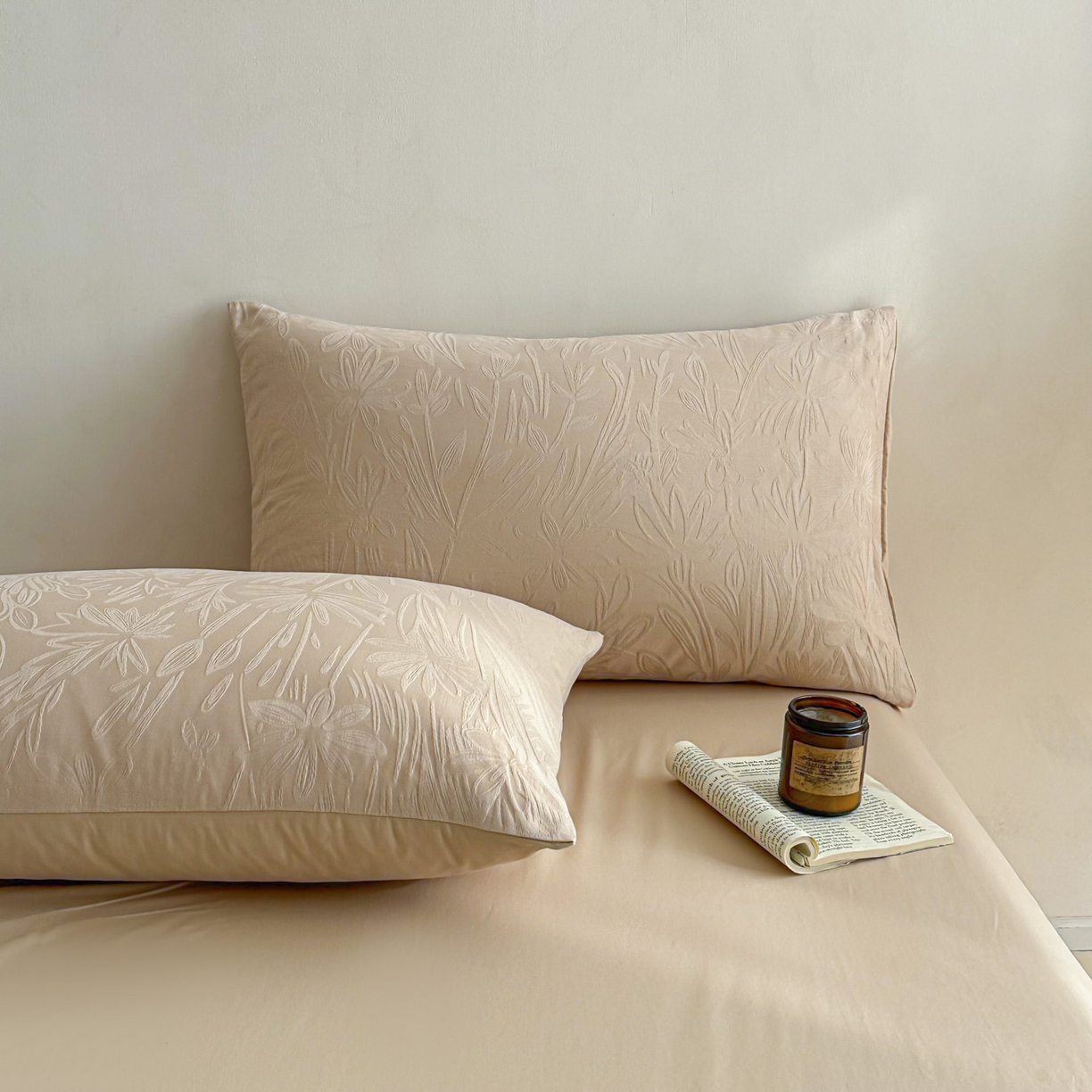 91家纺网 家纺一手货源 找家纺 眠博士 2026新款全棉纯棉水洗立体提花四件套 绵语-卡其