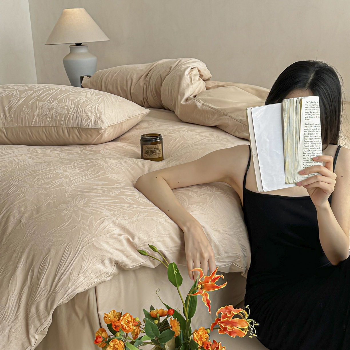 91家纺网 家纺一手货源 找家纺 眠博士 2026新款全棉纯棉水洗立体提花四件套 绵语-卡其