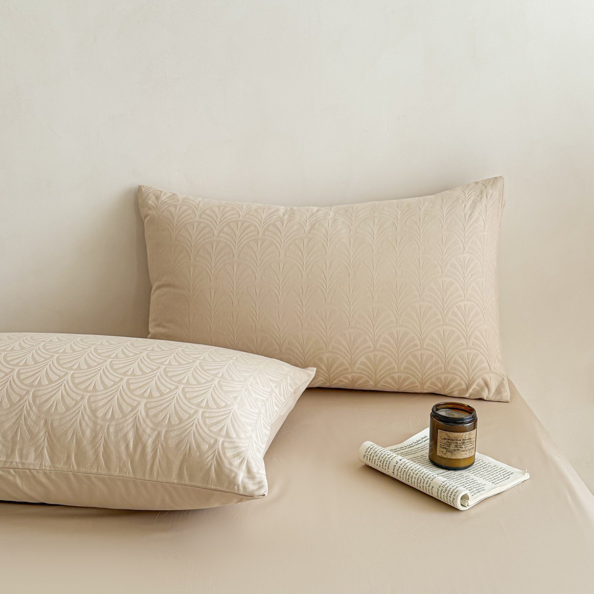 91家纺网 家纺一手货源 找家纺 眠博士 2026新款全棉纯棉水洗立体提花四件套 杏影-卡其