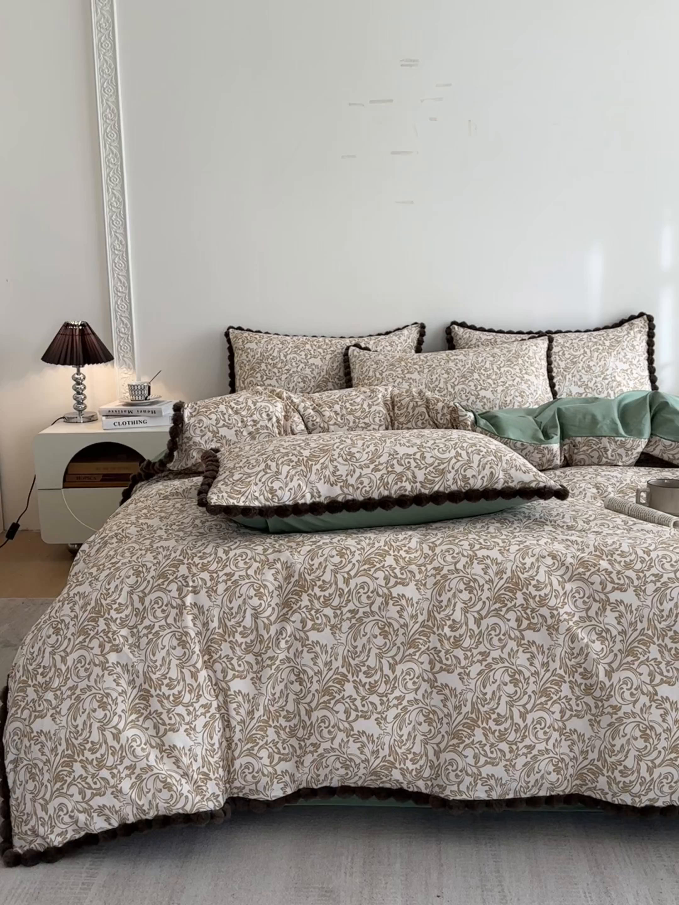 91家纺网 家纺一手货源 找家纺 （总）羚羊语家纺 2026新款全棉毛球款四件套40支纯棉轻奢13372小清新喷气印花四件套被套床单床笠三件套