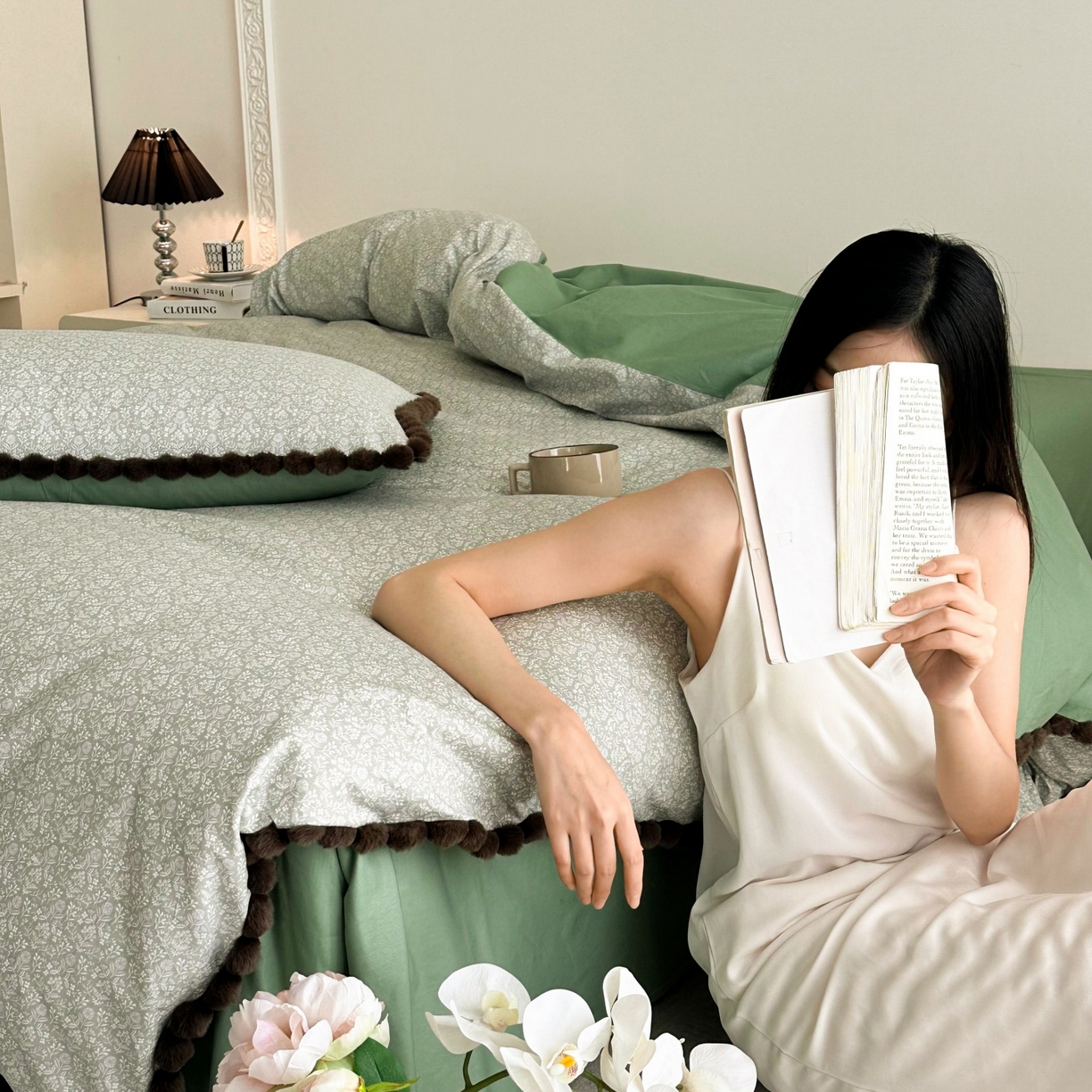 91家纺网 家纺一手货源 找家纺 （总）羚羊语家纺 2026新款全棉毛球款四件套40支纯棉轻奢13372小清新喷气印花四件套被套床单床笠三件套