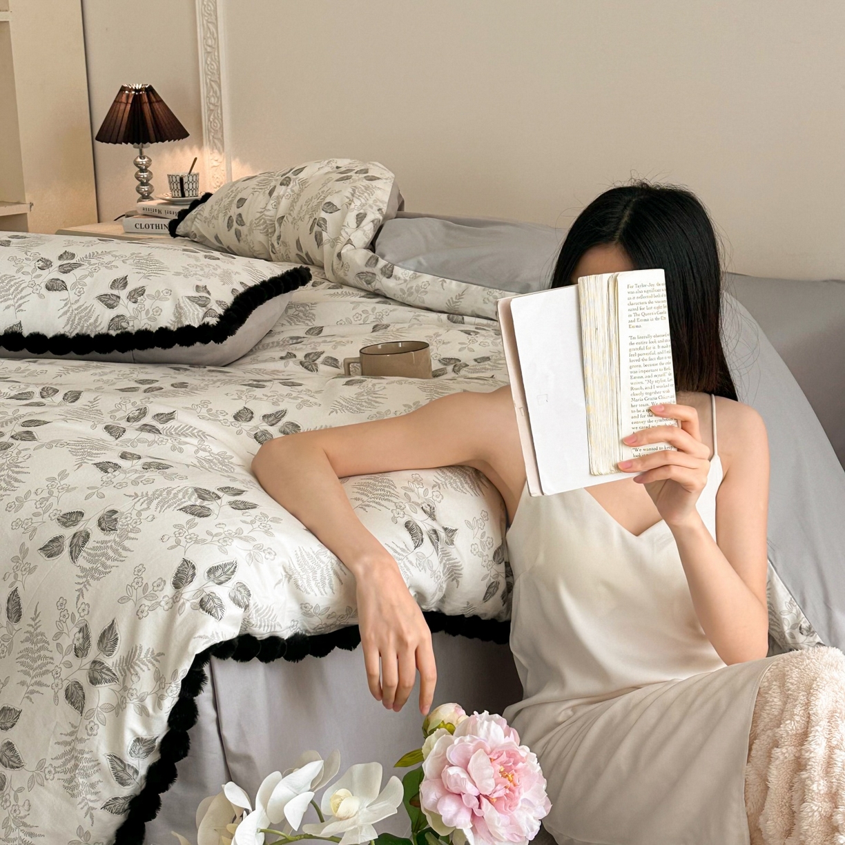 91家纺网 家纺一手货源 找家纺 （总）羚羊语家纺 2026新款全棉毛球款四件套40支纯棉轻奢13372小清新喷气印花四件套被套床单床笠三件套