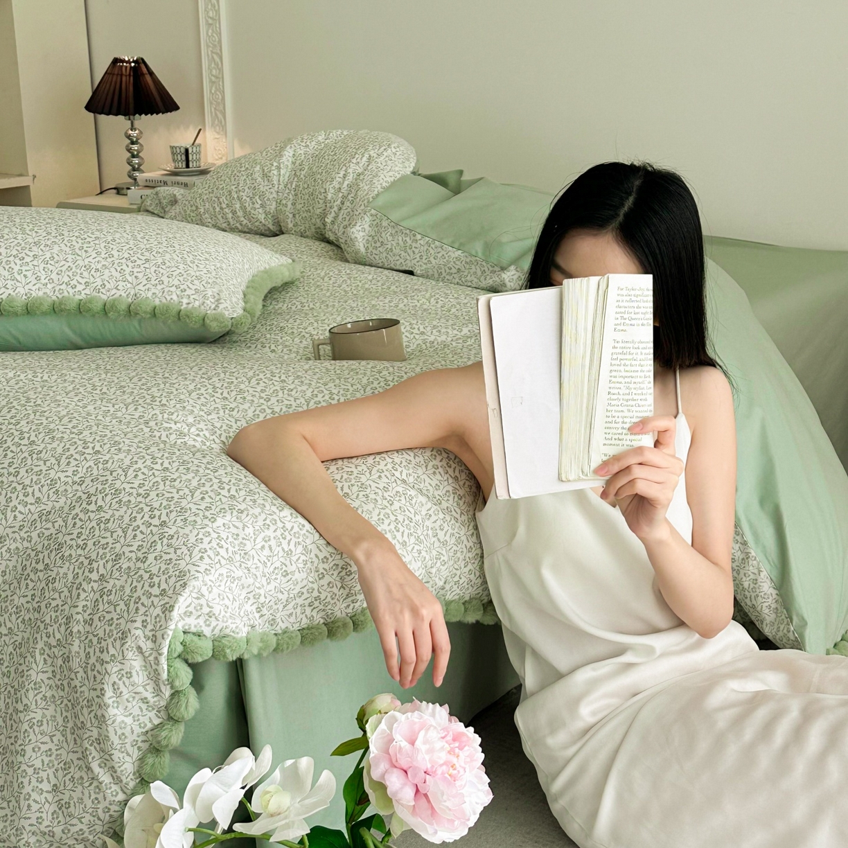 91家纺网 家纺一手货源 找家纺 （总）羚羊语家纺 2026新款全棉毛球款四件套40支纯棉轻奢13372小清新喷气印花四件套被套床单床笠三件套