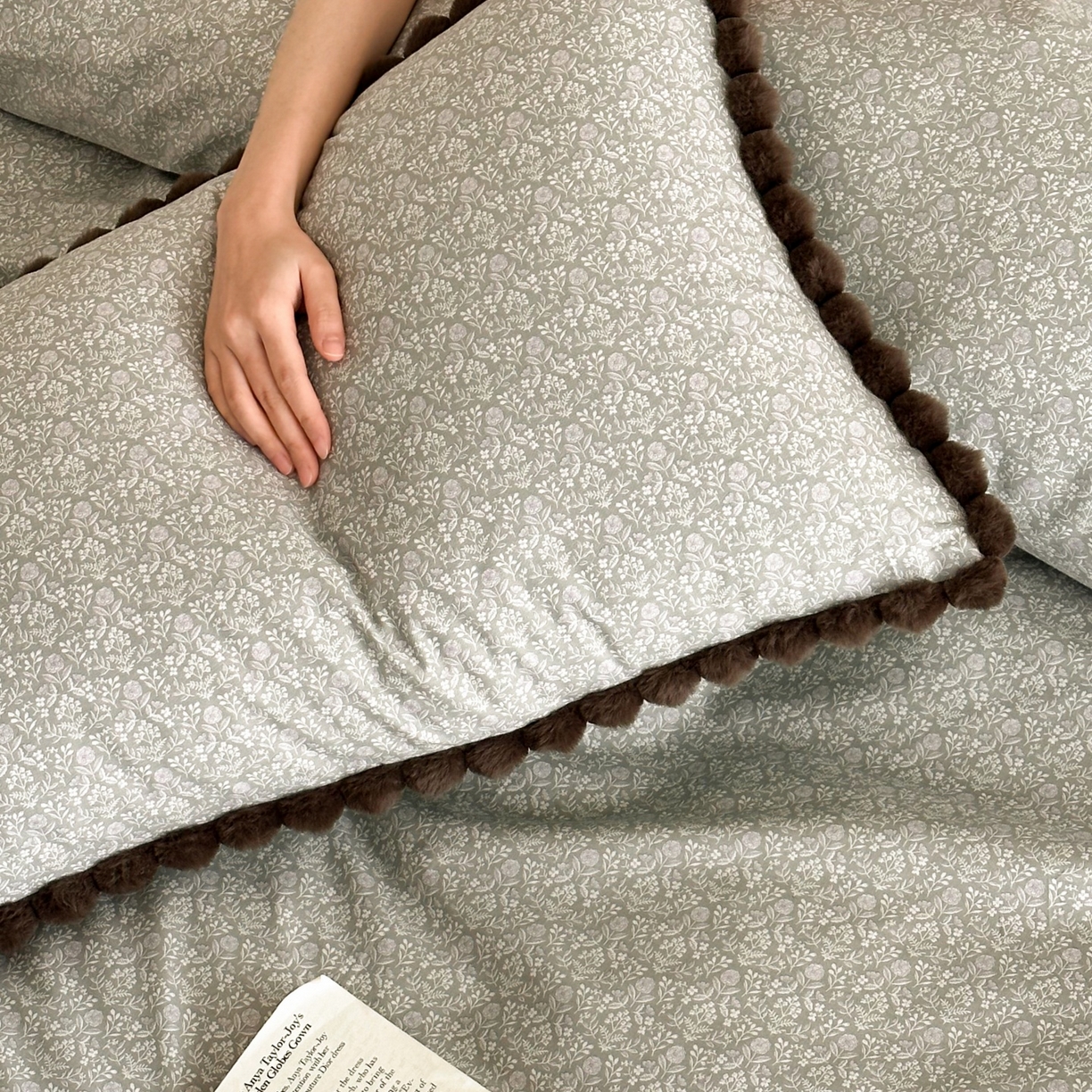 91家纺网 家纺一手货源 找家纺 羚羊语家纺 2026新款全棉毛球款四件套40支纯棉轻奢13372小清新喷气印花四件套被套床单床笠三件套 浮世绘