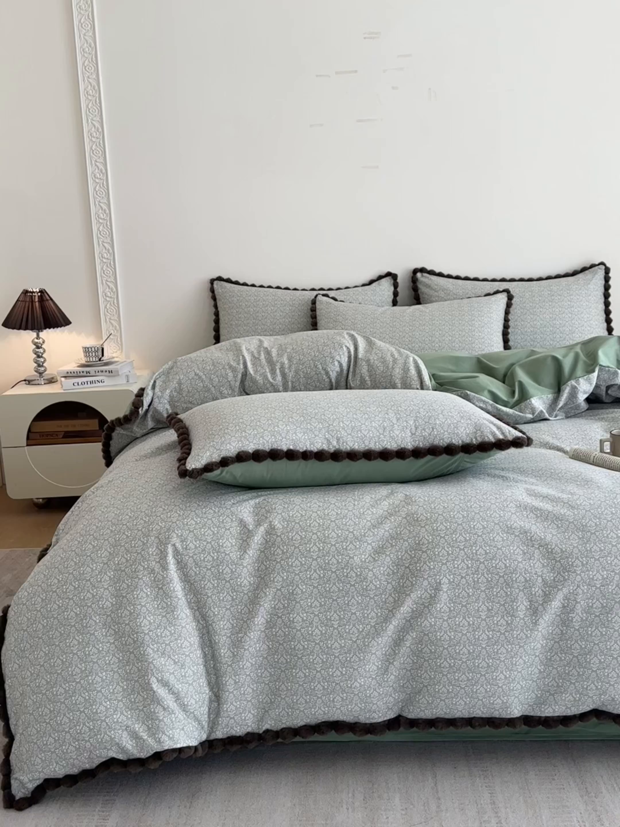 91家纺网 家纺一手货源 找家纺 羚羊语家纺 2026新款全棉毛球款四件套40支纯棉轻奢13372小清新喷气印花四件套被套床单床笠三件套 浮世绘