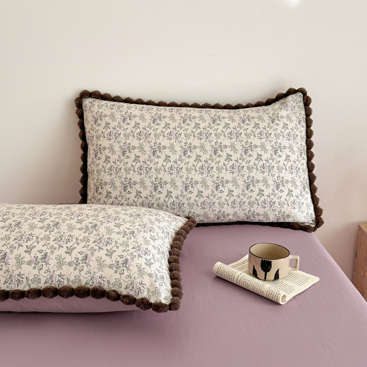 91家纺网 家纺一手货源 找家纺 羚羊语家纺 2026新款全棉毛球款四件套40支纯棉轻奢13372小清新喷气印花四件套被套床单床笠三件套 浣纱记