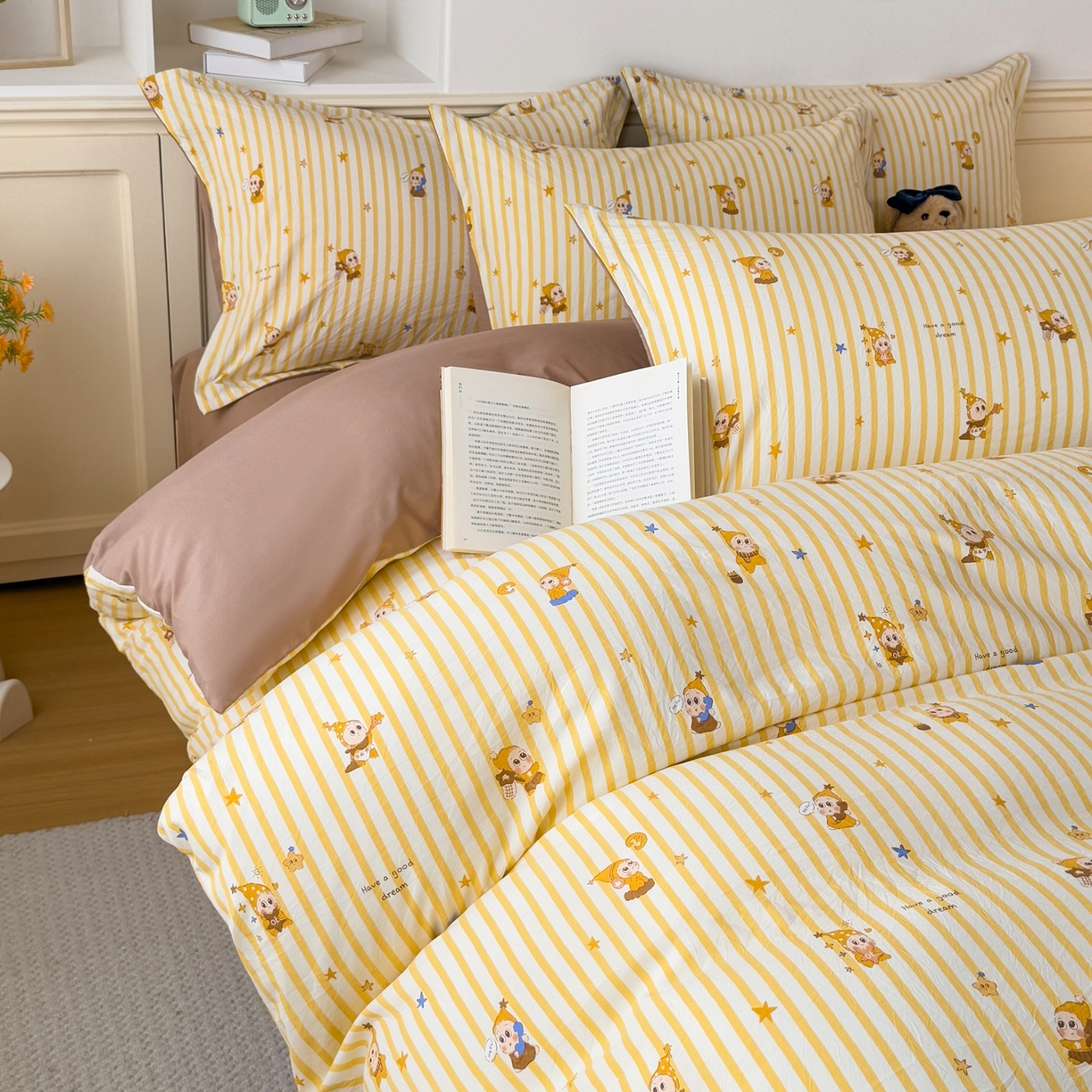 91家纺网 家纺一手货源 找家纺 梦纤绒 2026新款高克重古法水洗棉四件套 英伦戏影