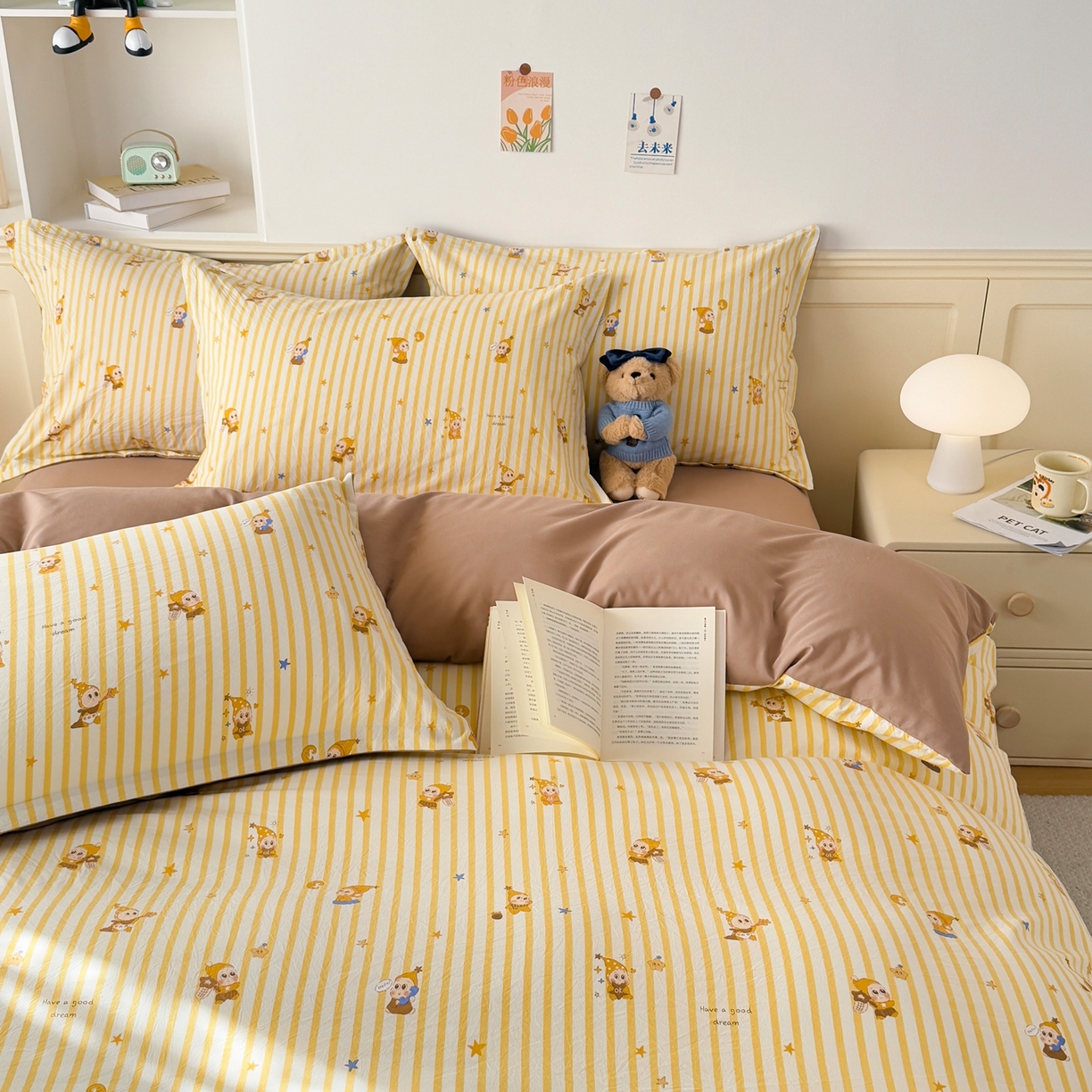 91家纺网 家纺一手货源 找家纺 梦纤绒 2026新款高克重古法水洗棉四件套 英伦戏影