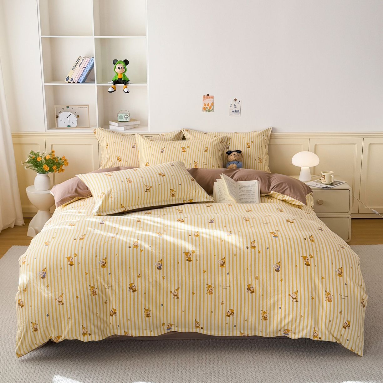 91家纺网 家纺一手货源 找家纺 梦纤绒 2026新款高克重古法水洗棉四件套 英伦戏影