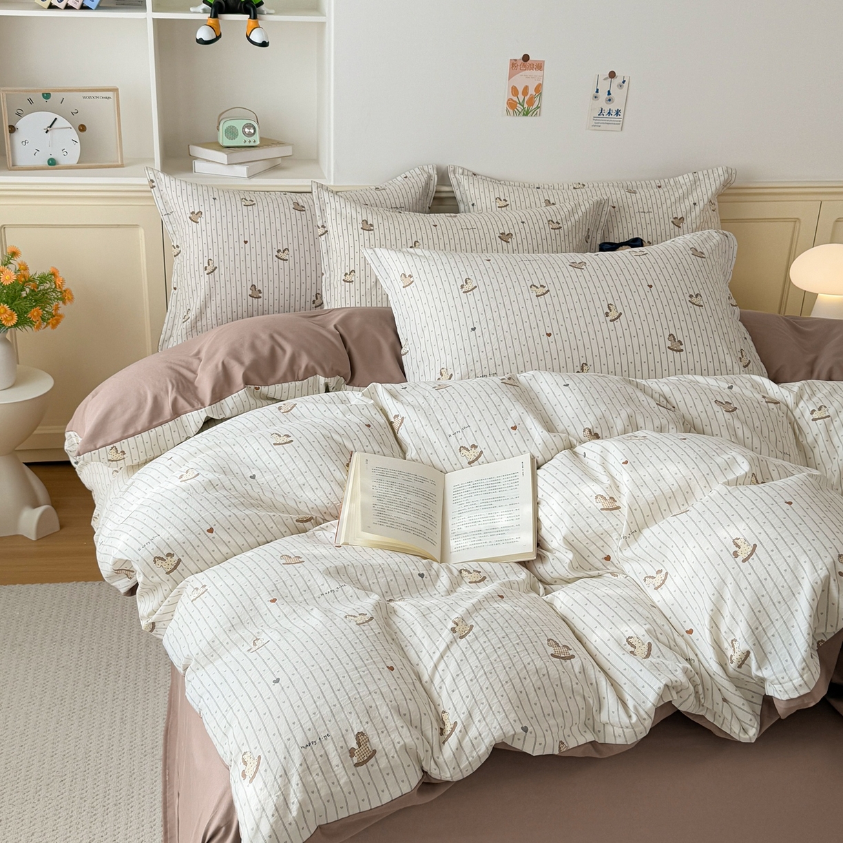 91家纺网 家纺一手货源 找家纺 梦纤绒 2026新款高克重古法水洗棉四件套 小马哒哒