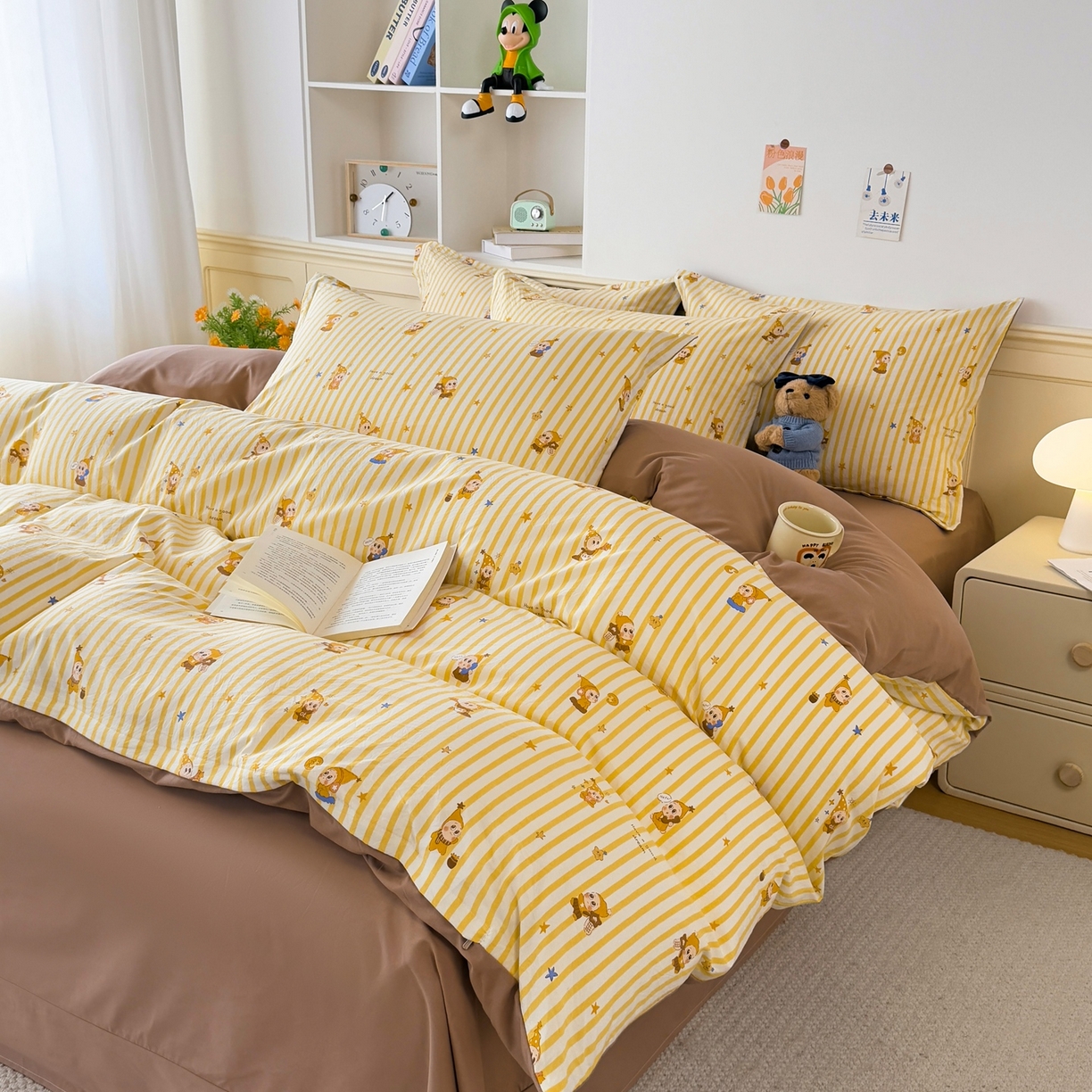 91家纺网 家纺一手货源 找家纺 梦纤绒 2026新款高克重古法水洗棉四件套 英伦戏影