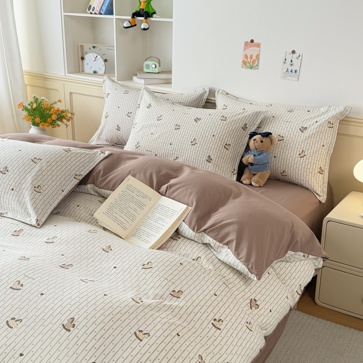 91家纺网 家纺一手货源 找家纺 梦纤绒 2026新款高克重古法水洗棉四件套 小马哒哒