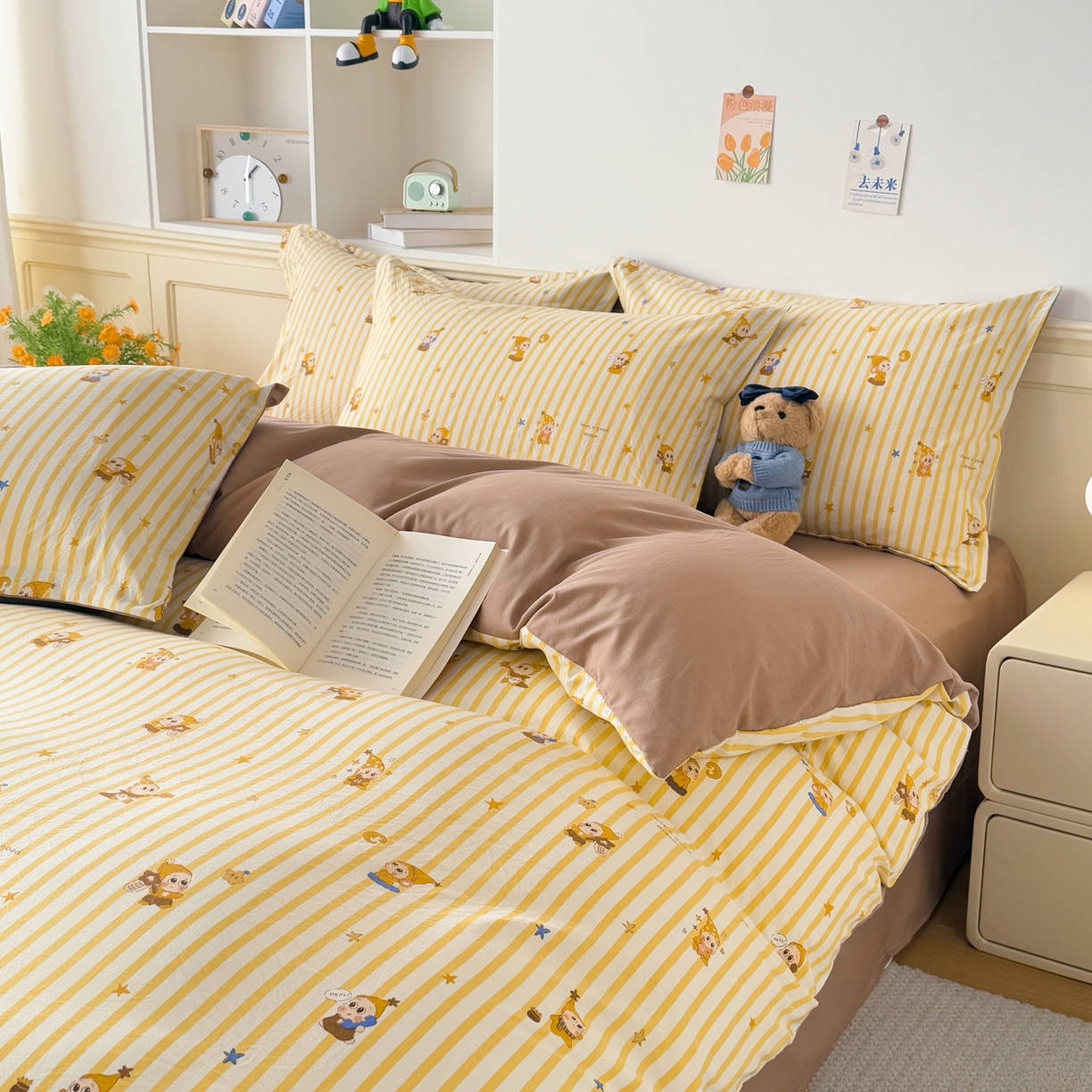 91家纺网 家纺一手货源 找家纺 梦纤绒 2026新款高克重古法水洗棉四件套 英伦戏影