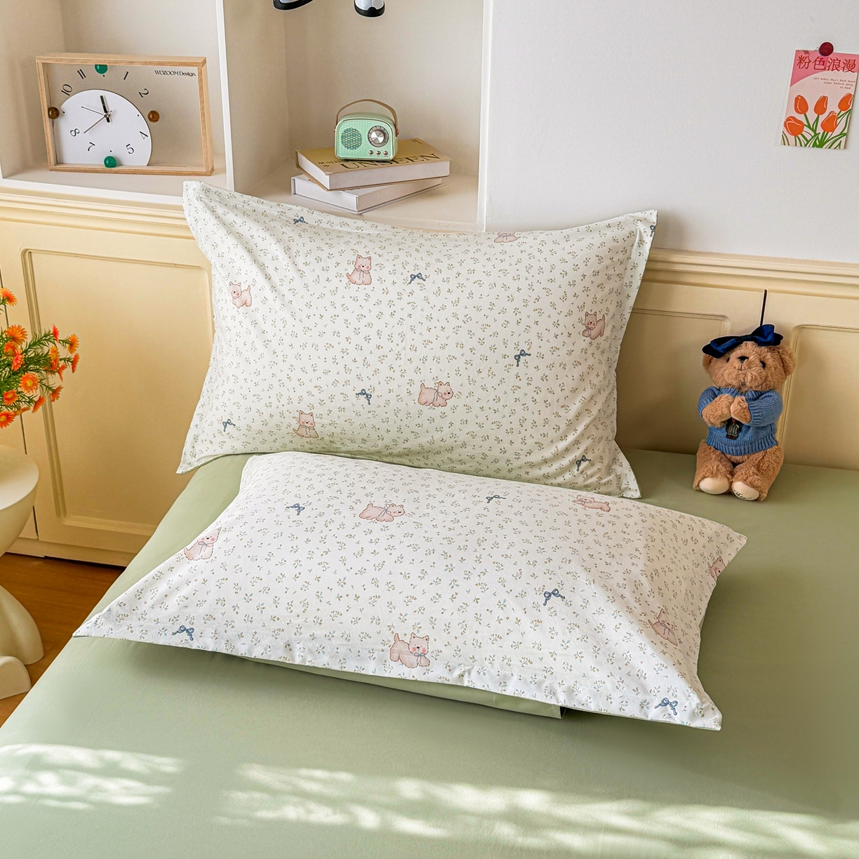 91家纺网 家纺一手货源 找家纺 梦纤绒 2026新款高克重古法水洗棉四件套 喵趣蝴蝶