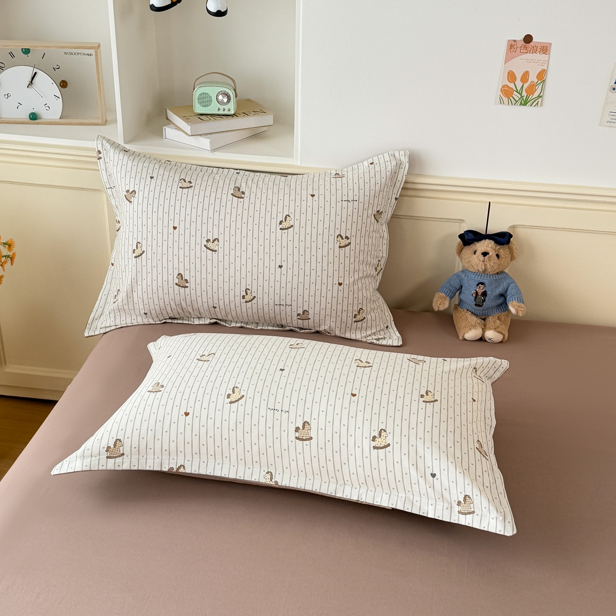 91家纺网 家纺一手货源 找家纺 梦纤绒 2026新款高克重古法水洗棉四件套 小马哒哒