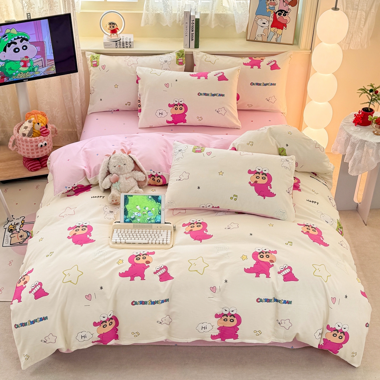 博雅 2026新款蜡笔小新纯棉全棉四件套 小版-恐龙蜡笔小新